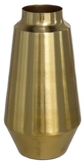 Gerimport Bloemenvaas van metaal 26 x 13 cm kleur metallic goud - Vazen Goudkleurig