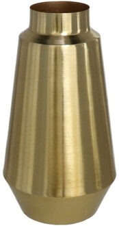Gerimport Bloemenvaas van metaal 30 x 16 cm kleur metallic goud - Vazen Goudkleurig
