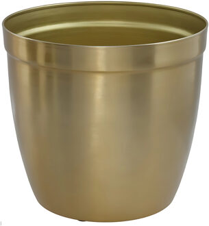 Gerimport bloempot Gea - goud - D13 cm - H12cm - metaal - tuindecoratie