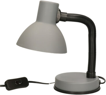 Gerimport Bureaulamp - grijs - metaal/kunststof - verstelbaar - 16 x 12 x 30 cm
