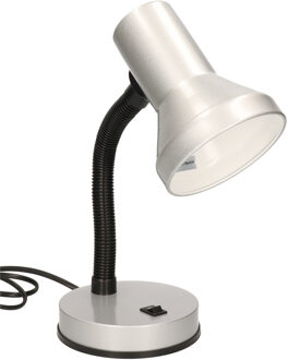 Gerimport Bureaulamp - zilverkleurig - 13 x 10 x 30 cm - Buigbare leeslampen/ tafellampen