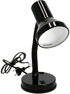 Gerimport Bureaulamp - zwart - 13 x 10 x 30 cm - Buigbare leeslampen/ tafellampen