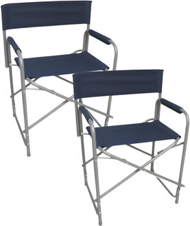 Gerimport camping buiten klapstoel - 2x - donkerblauw - L46 x B60 x H80 cm