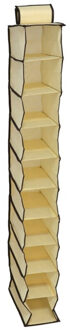 Gerimport Camping opberg/hangkast - 10 vaks - opvouwbaar - beige - 30 x 120 cm