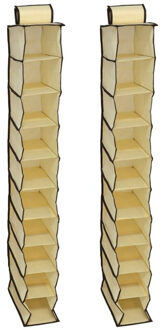 Gerimport Camping opberg/hangkast - 2x - 10 vaks - opvouwbaar - beige - 30 x 120 cm