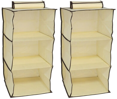 Gerimport Camping opberg/hangkast - 2x - leg niveaus - opvouwbaar - beige - 30 x 60 cm