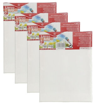Gerimport Canvas schildersdoek - 4x - 24 x 18 cm - hobby verven/schilderen - DIY schilderij maken