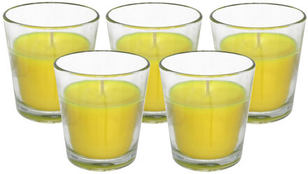Gerimport Citronella kaars in potje - 5x - glas - 10 branduren - D7 x H7 cm