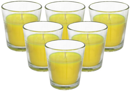 Gerimport Citronella kaars in potje - 6x - glas - 10 branduren - D7 x H7 cm