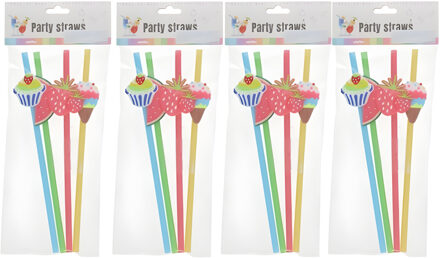Gerimport Cocktail feest rietjes - herbruikbaar - kunststof - 16x stuks - gekleurd - leuke decoratie
