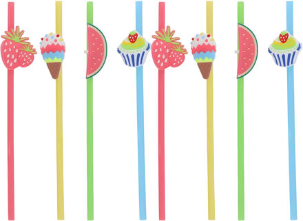 Gerimport Cocktail feest rietjes - herbruikbaar - kunststof - 8x stuks - gekleurd - leuke decoratie
