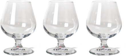 Gerimport Cognac/likeur glazen - Set van 3x - 250 ml - glas - Vaatwasmachinebestendig
