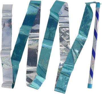 Gerimport Dans / turn lint - groen / zilver - 44 cm - glanzend - gymnastiek speelgoed