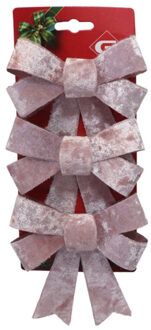 Gerimport Decoratie strikken - 3x st - velvet roze - 10 x 13 cm - strikjes