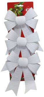 Gerimport Decoratie strikken - 3x st - wit - 15 x 24 cm - strikjes