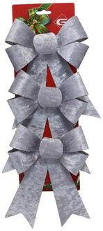 Gerimport Decoratie strikken - 3x st - zilver - 15 x 24 cm - strikjes