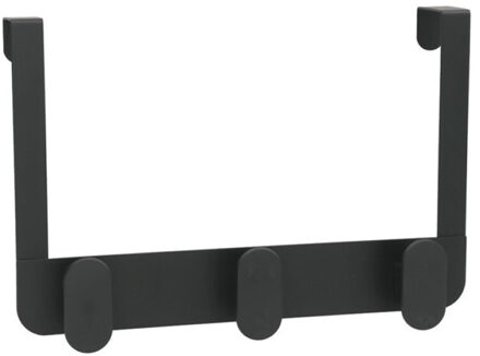 Gerimport Deurkapstok - 3 ophang haken - zwart - metaal - ruimtebesparend