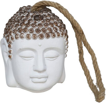 Gerimport Deurstop Buddha - wit- beton - 13 x 13 x 15 cm - woonaccessoires - deurstopper