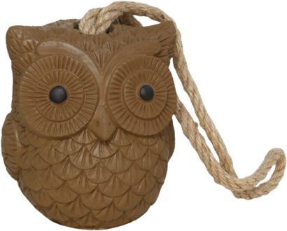 Gerimport Deurstop Uil - bruin- beton - 13 x 13 x 15 cm - woonaccessoires - deurstopper