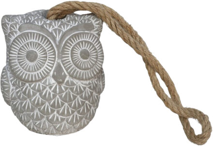 Gerimport Deurstop Uil - grijs- beton - 13 x 13 x 15 cm - woonaccessoires - deurstopper