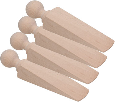 Gerimport Deurstopper/deurwig - 4x - beukenhout - beige - 17 x 4 x 3 cm