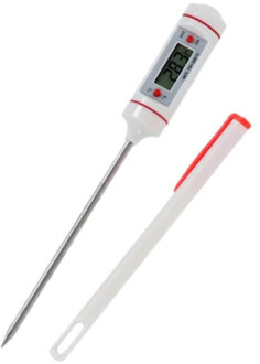 Gerimport Digitale vleesthermometer / keuken thermometer RVS/kunststof 18 cm - Vleesthermometers Wit