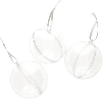Gerimport DIY kerstballen - 12x st - D8 cm - doe het zelf hobby kerstballen - transparant