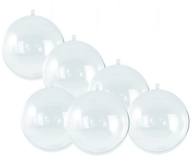 Gerimport DIY kerstballen - 6x st - D5 cm - doe het zelf hobby kerstballen - transparant