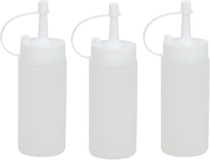 Gerimport Doseerfles/sausfles transparant - 3x - met schenktuit - 146 ml - H13.50