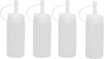 Gerimport Doseerfles/sausfles transparant - 4x - met schenktuit - 146 ml - H13.50