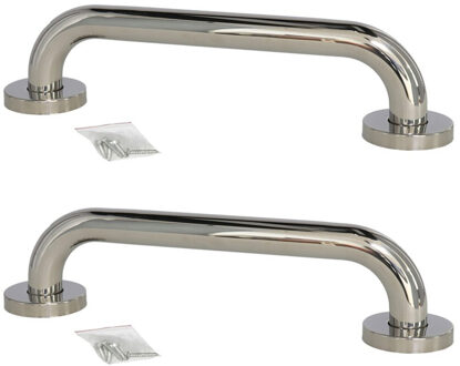 Gerimport Douche handgreep - 2x stuks - RVS - wandbeugel - zilverkleurig - 30 cm
