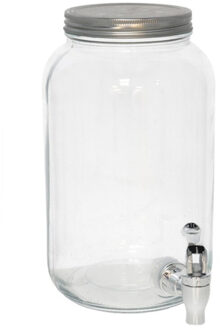 Gerimport Drank dispensers - 3L - met metalen deksel en kraantje - glas
