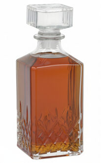 Gerimport Drank of Whisky karaf - sierlijk glas - transparant - 1000 ml - 9 x 23 cm - met dop