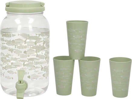 Gerimport Drank / Water dispenser tap - mintgroen - 3,8 Liter - kunststof - 15 x 18 x 26 cm - incl.