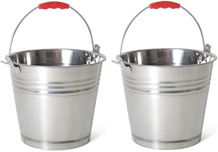Gerimport Emmer - 2x - zink - 15 liter - met kunststof handvat - bloempot