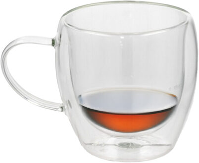 Gerimport Espresso glazen Plano - 1x - dubbelwandig - borosilicaatglas - 80 ml - H6,5 cm - theeglas
