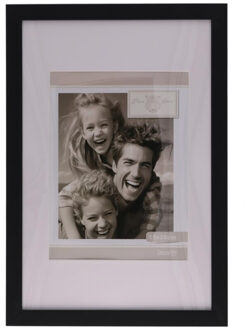 Gerimport Fotolijstje Paris - 20 x 30 cm - zwart - met passe partout - 15 x 20 cm - hout