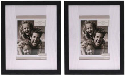 Gerimport Fotolijstje Paris - 2x - 20 x 25 cm - zwart - met passe partout - 13 x 18 cm - hout