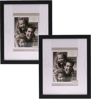 Gerimport Fotolijstje Paris - 2x - 20 x 25 cm - zwart - met passe partout - 13 x 18 cm - hout