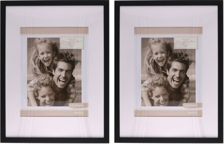 Gerimport Fotolijstje Paris - 2x - 30 x 40 cm - zwart - met passe partout - 22 x 28 cm - hout
