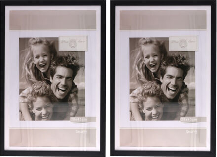 Gerimport Fotolijstje Paris - 2x - 30 x 45 cm - zwart - met passe partout - 28 x 43 cm - hout
