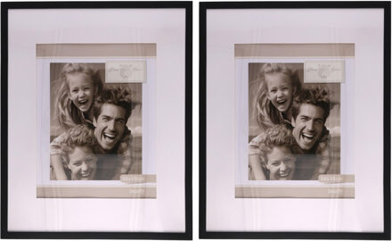 Gerimport Fotolijstje Paris - 2x - 40 x 50 cm - zwart - met passe partout - 28 x 35 cm - hout