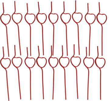 Gerimport Gekleurde rietjes met hartjes vorm - 18x stuks - 26 cm - drinkrietjes - kunststof - Liefde - Cocktai