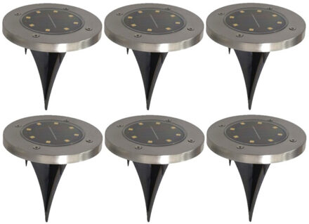 Gerimport Gerim Tuinverlichting - 6x stuks - grondspotjes - solar - LED - 14 cm