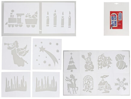Gerimport Gerimport?Kerst raamsjablonen - 14x st - 32 x 28 cm - raamversiering - kerstversiering Wit