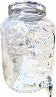 Gerimport Glazen drank dispensers 8 liter met metalen deksel