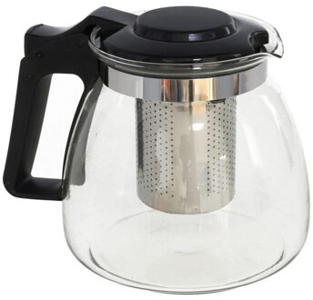 Gerimport Glazen theepot 900 ml met filter/infuser en handvat - Theepotten Transparant