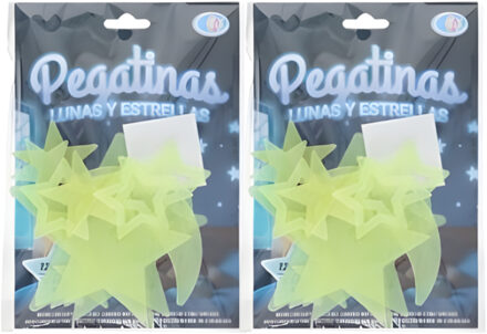 Gerimport Glow in the dark maan en sterren - 2x - sterrenhemel - plafond decoratie