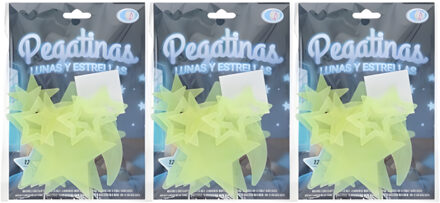 Gerimport Glow in the dark maan en sterren - 3x - sterrenhemel - plafond decoratie