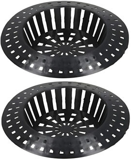 Gerimport gootsteen zeefje - 2x stuks - zwart - D7 cm - metaal - keukenaccessoires